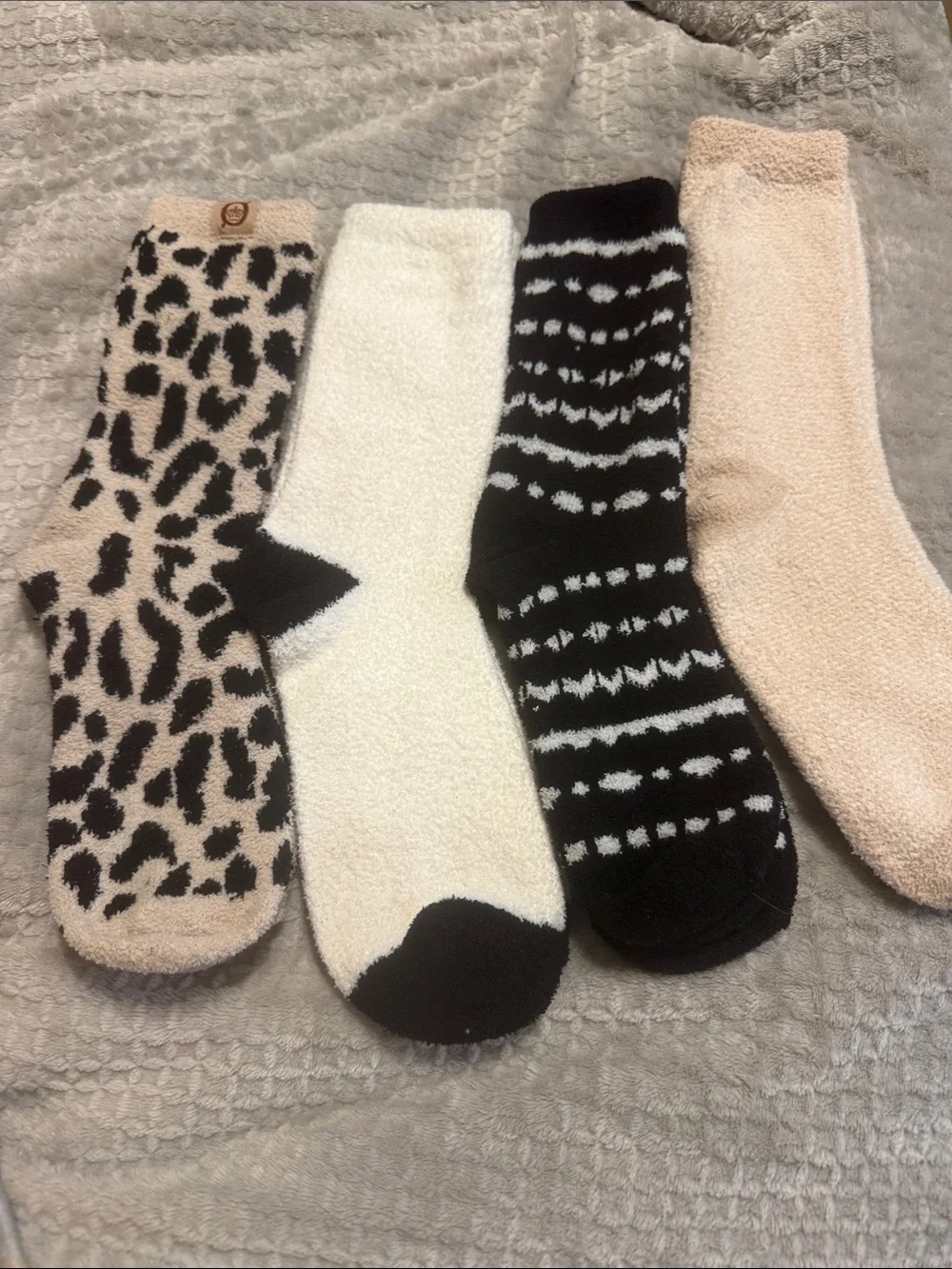 Barefoot Dreams Plush Crew Socks - Black, White, Cream (4-Pack)